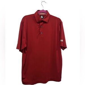 FootJoy Golf Polo Shirt Men’s Medium Red Short Sleeve Performance Chevy Logo EUC